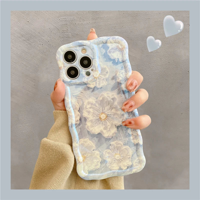 Luxury Laser Flowers Glitter iPhone Case For iPhone 16 Pro Max 15 14 13 12 11 Plus Fashion Soft Silicone Shockproof Bumper Cover