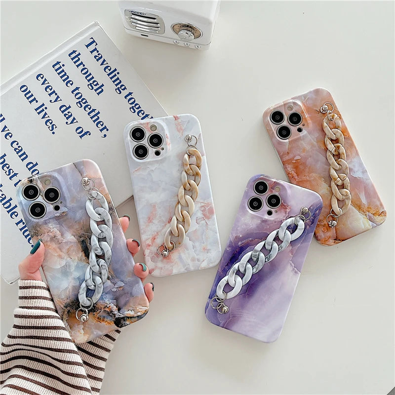 Vintage Marble Plastic Bracelet Phone Case  
