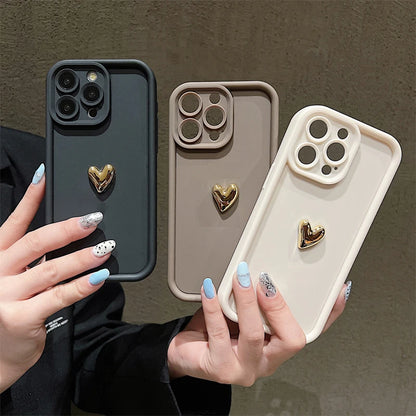 Buy 3D Gold Heart Silicone Soft Phone Case Online – CASIFY